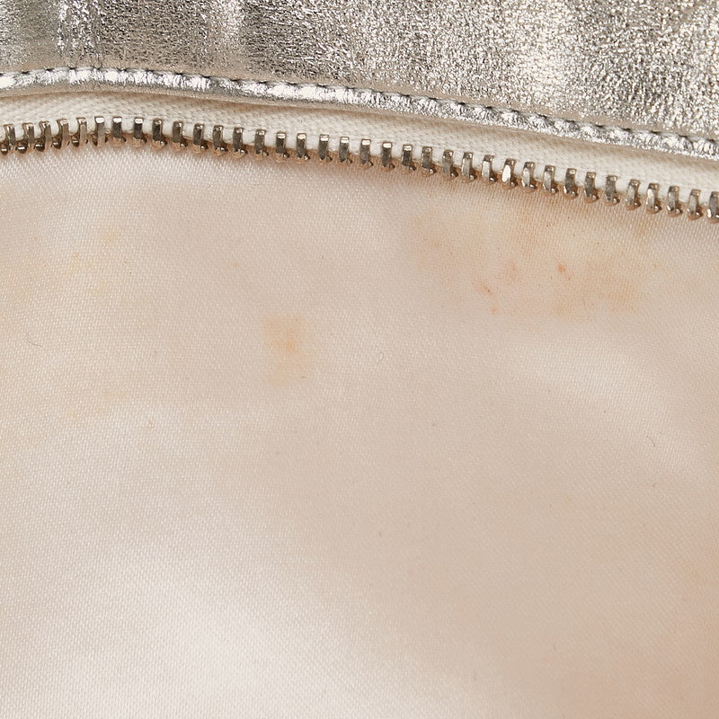 Chanel New Label Line Porch ilver White Nylon Leather  CHANEL