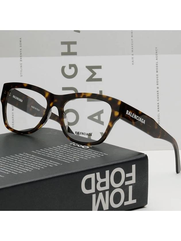 Luxury Balenciaga  Acetate Square Eyeglasses Havana