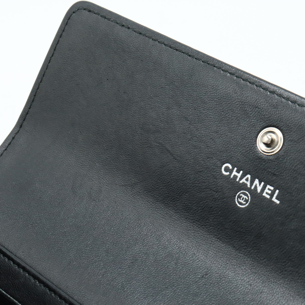 CHANEL CHANEL BOY CHANEL MATRASSES COCOMARK 2 Foldable Wallet 2 Foldable Wallet Leather Black Black Silver Gold  A80286