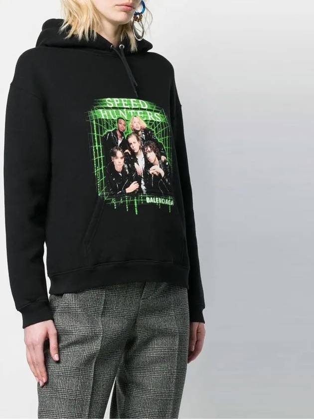 Luxury Balenciaga  Speed Hunter Print Hoodie Black