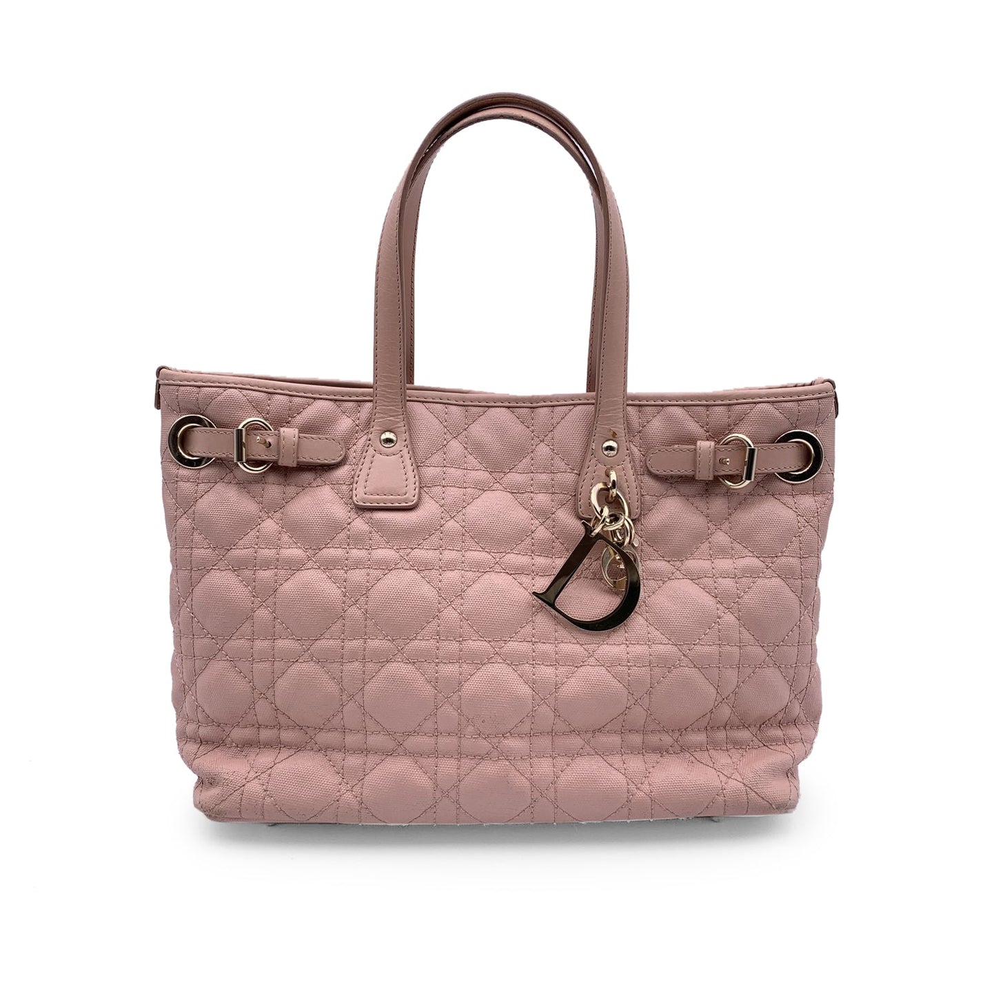 CHRISTIAN DIOR Pink Cannage Canvas Panarea Tote Bag