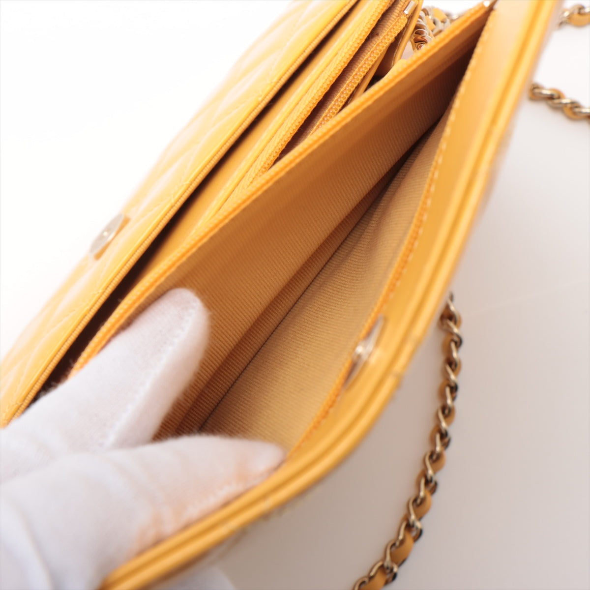 Chanel Wallet on Chain in Patent Yellow
