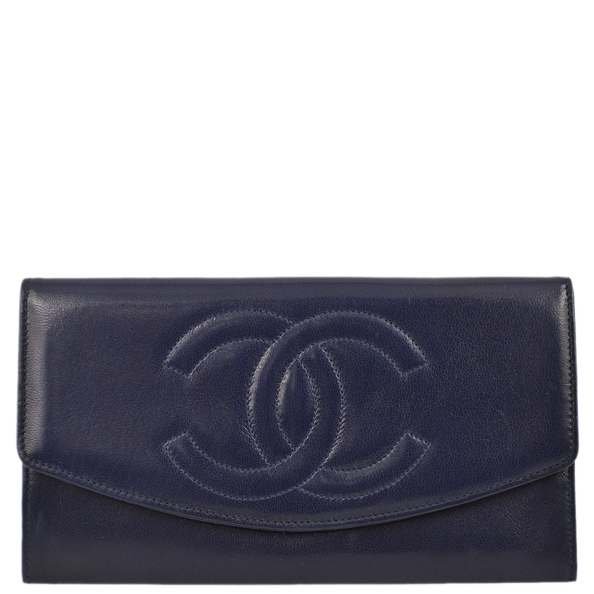 Chanel 1991-1994 Navy Lambskin Timeless Wallet