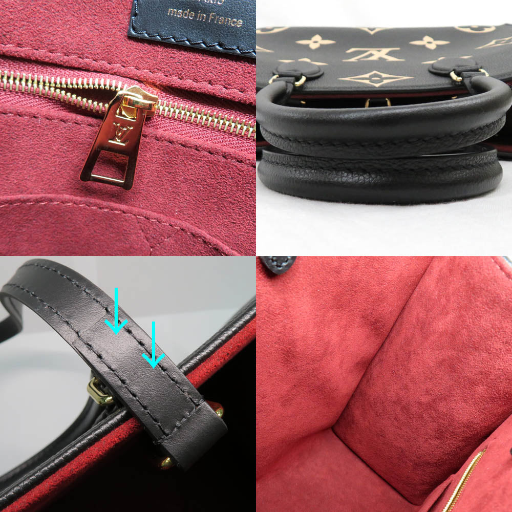 Louis Vuitton On The Go MM M45495 Bi-colour Monogram Emplant Black/Beige Tote Bag 2WAY Shoulder Bag Leather  Mens New Unused]