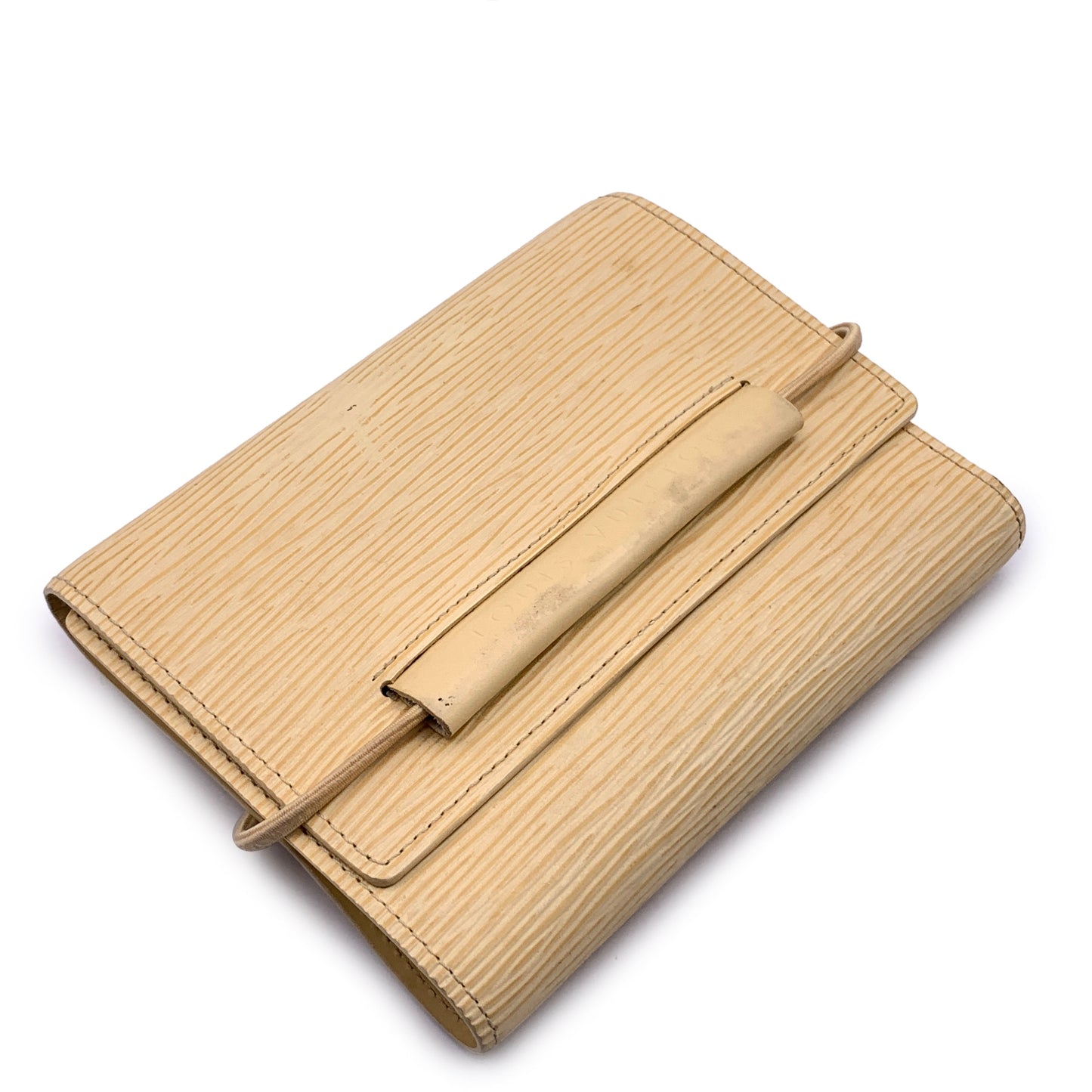 LOUIS VUITTON Vintage Beige Vanilla Epi Leather Elastic Trifold Wallet