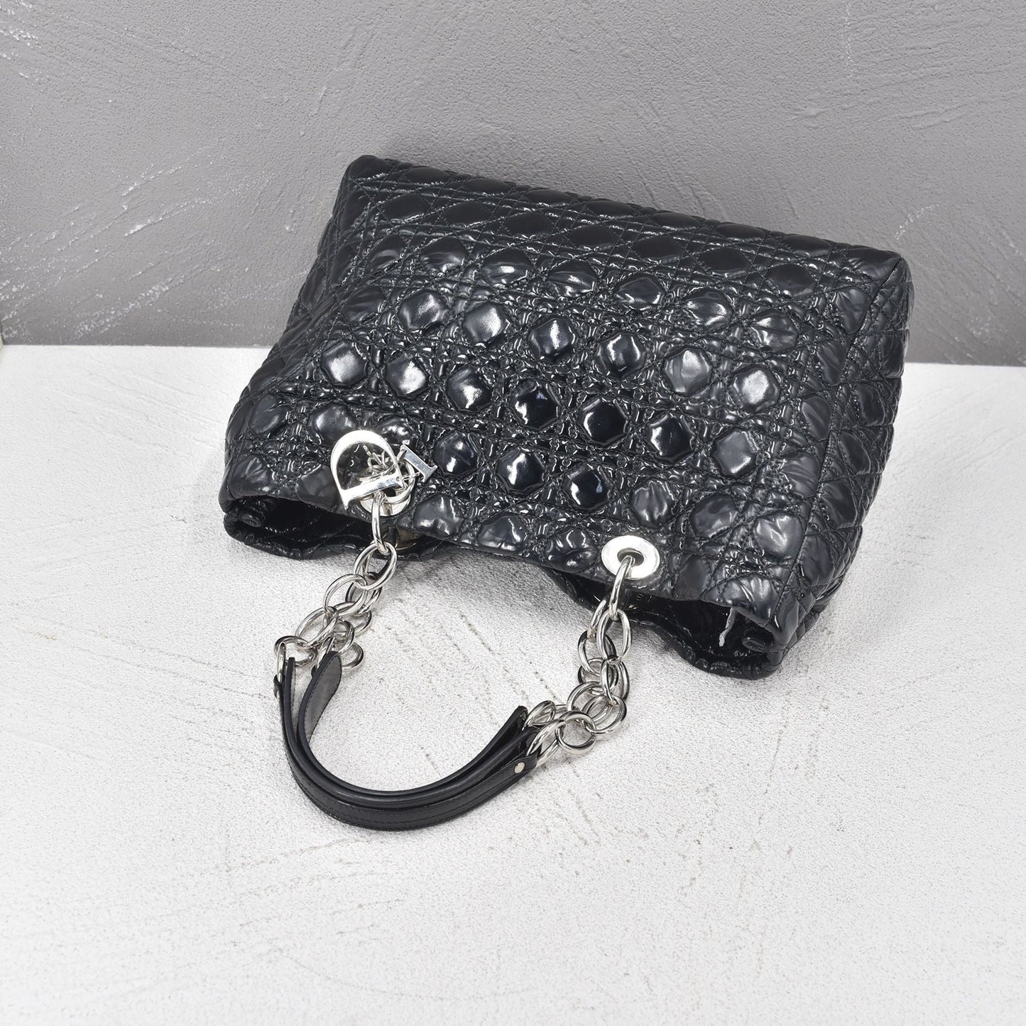 Cannage Patent Leather Shopping Tote