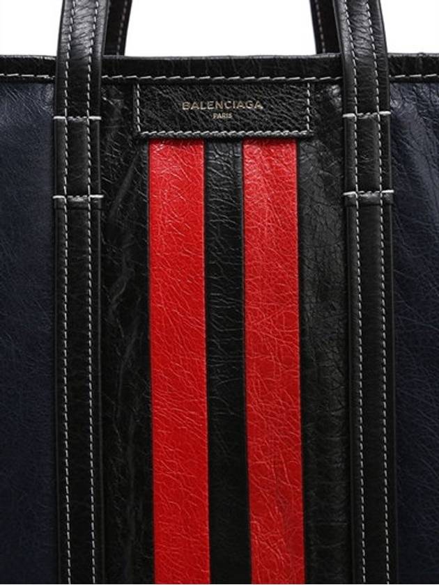Luxury Balenciaga  Bazar Striped Medium Tote Bag Red Navy