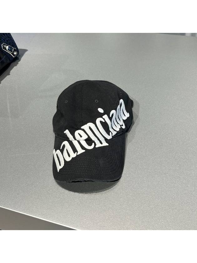 Luxury Balenciaga  diagonal logo ball cap black