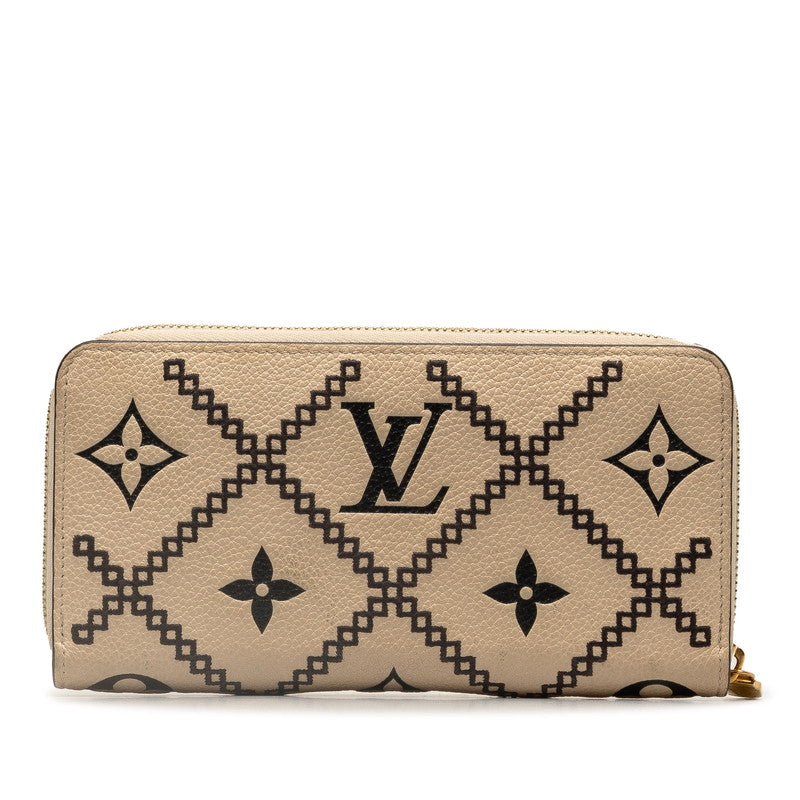 Louis Vuitton Monogram Amplant Broderie Zippie Wallet Long Wallet M81141 Cream Beige Leather  Louis Vuitton