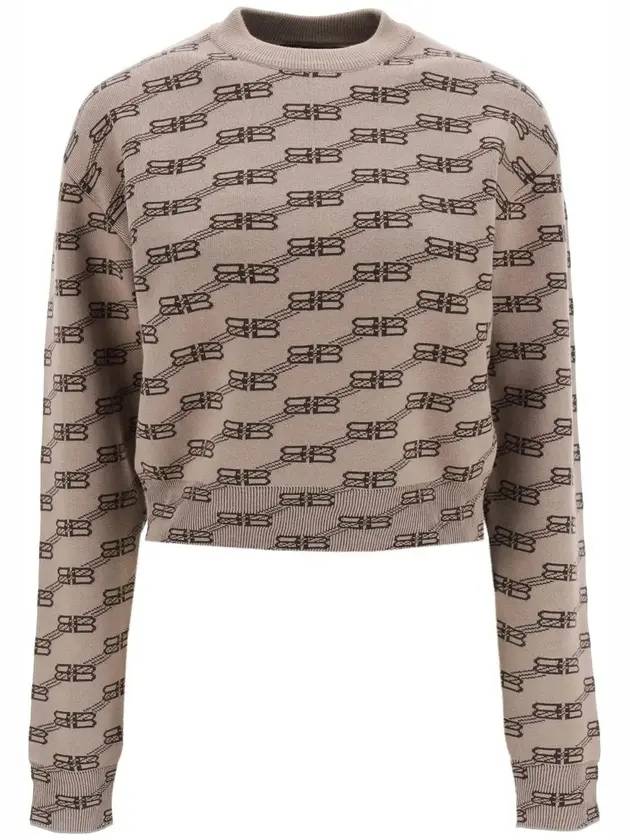 Luxury Balenciaga  BB Icon Jacquard Knit Top Brown