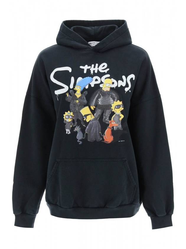 Luxury Balenciaga  The Simpsons Printed Hoodie Black