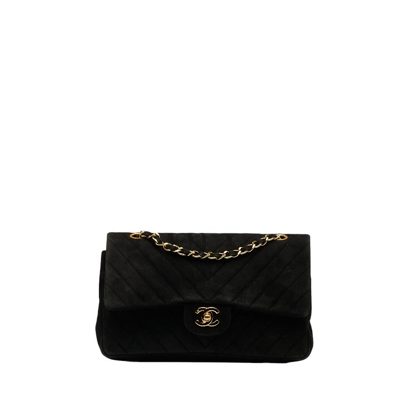 Chanel Mattress 25 Double Flat Chain houlder Bag Black Sweater Lady Chanel