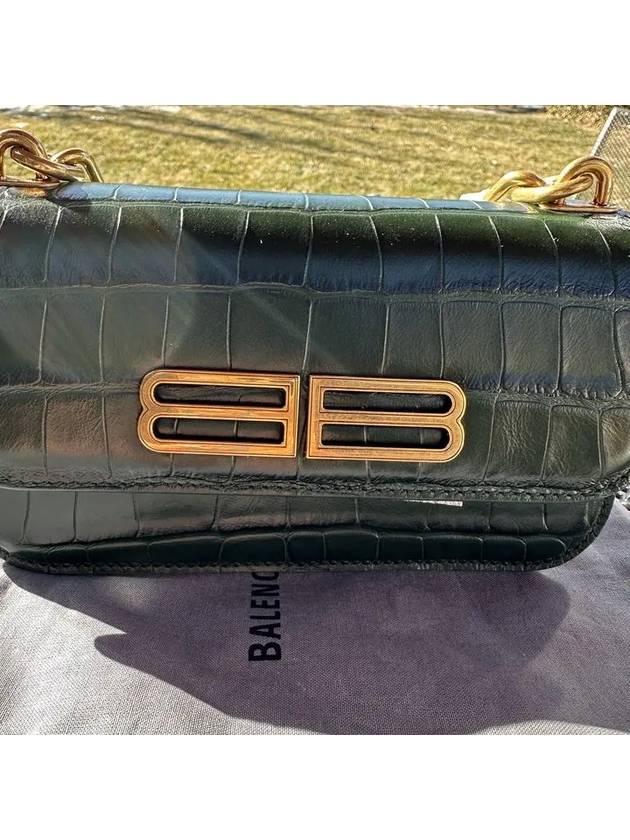 Luxury Balenciaga  Crocker Leather Gossip Shoulder Bag Green