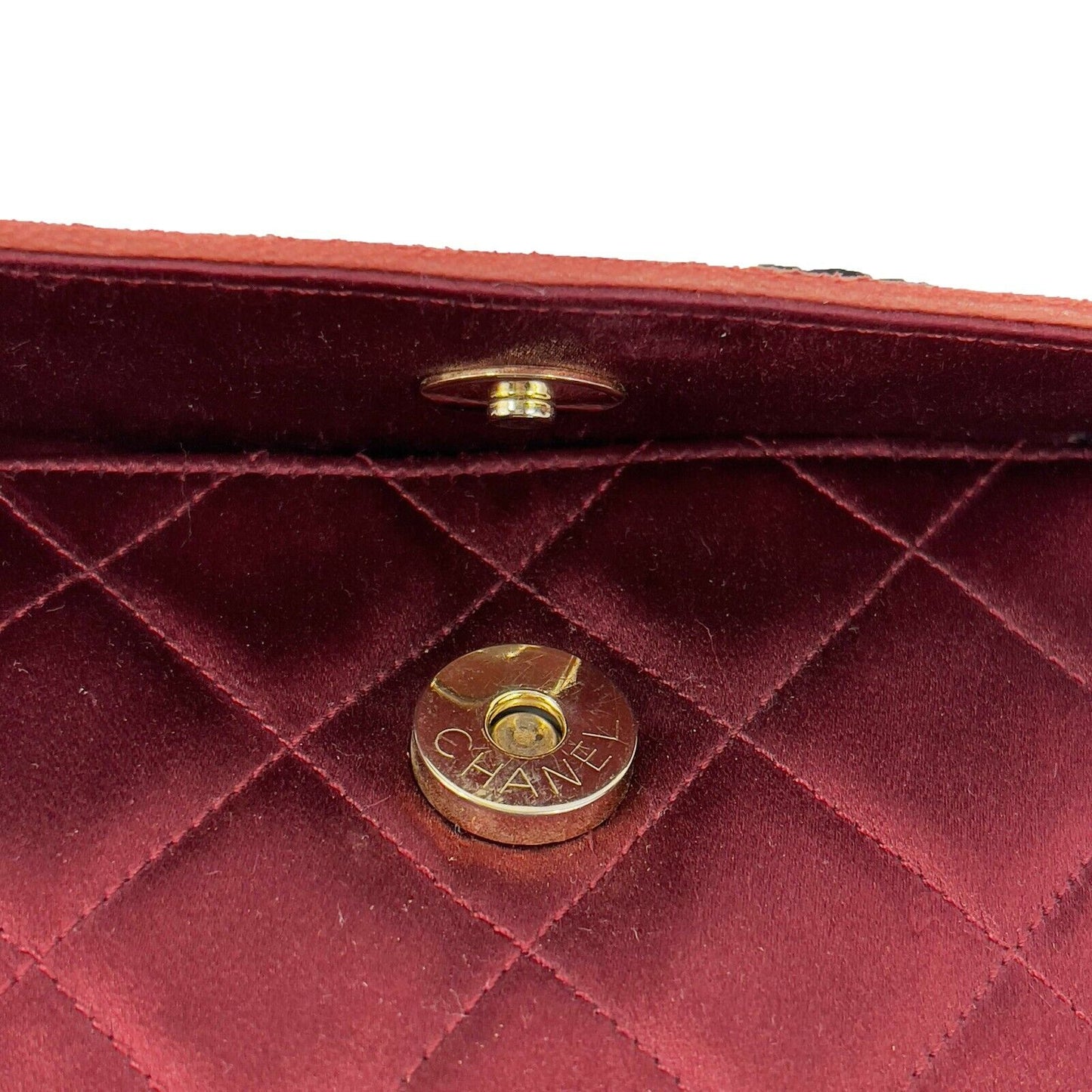 CHANEL - Vintage Mini Satin Quilted Rope Shoulder Crossbody - Burgundy / Black