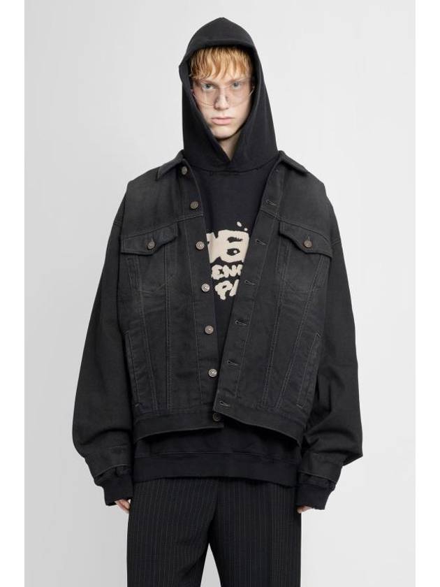 Luxury Balenciaga  Political Campaign Logo Oversized Denim Jacket Black