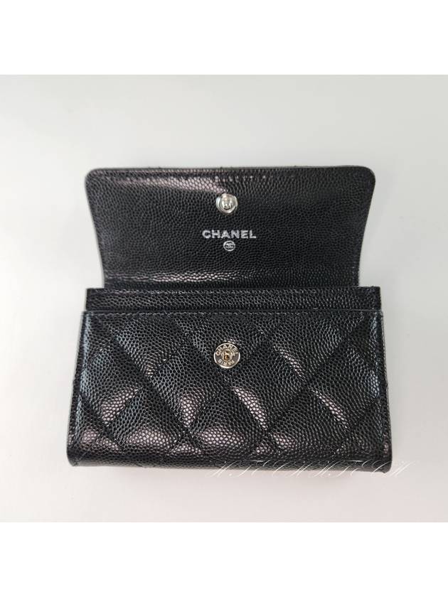 Classic card wallet black caviar snap women s AP4333 Chanel