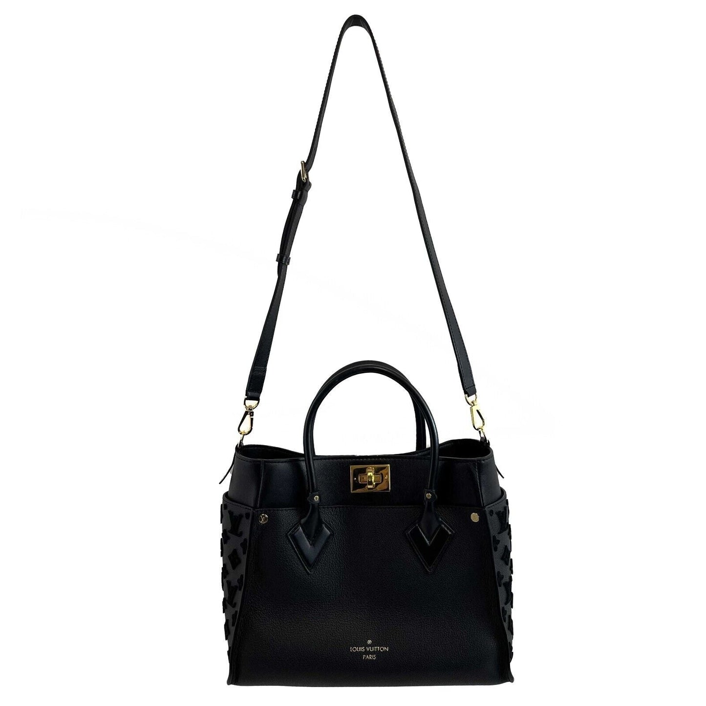 LOUIS VUITTON On My Side Monogram Noir Black Tufting Tote Crossbody Handbag