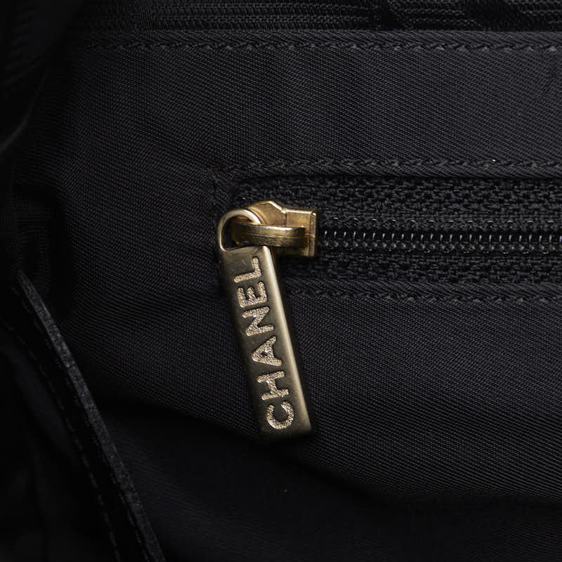 Chanel New Label Line  PM houlder Bag Black Nylon Leather Canvas  Chanel