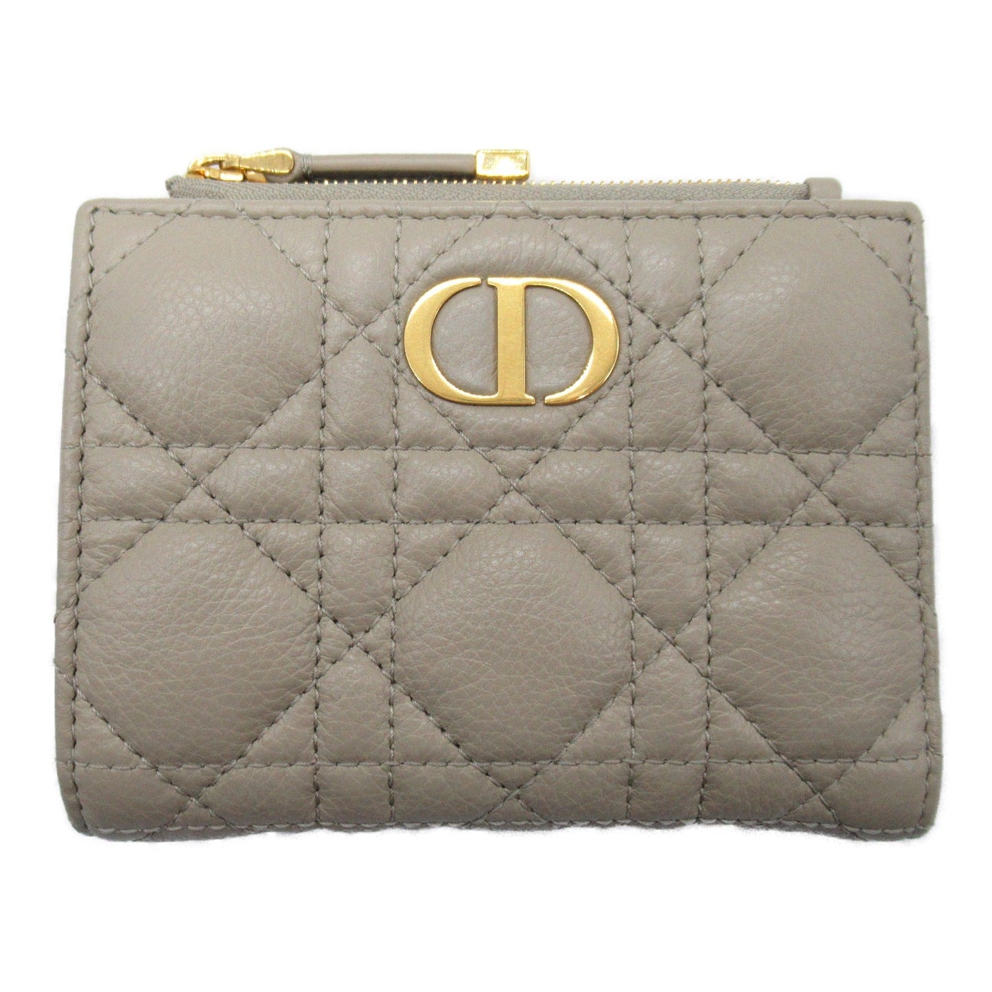 Dior Dior Double Fold Wallet Double Folded Wallet Leather  Beige