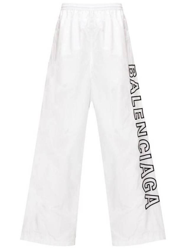 Luxury Balenciaga  Embroidered Logo Polyester Wide Track Pants White
