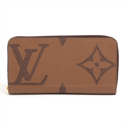 Louis Vuitton Giant Monogram Reversee Zippy Wallet M69353 Camel X Black Round Zipper Wallet