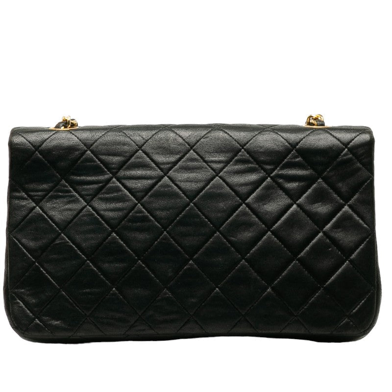 CHANEL Vintage Quilted Flap Shoulder Bag Black Lambskin Ladies