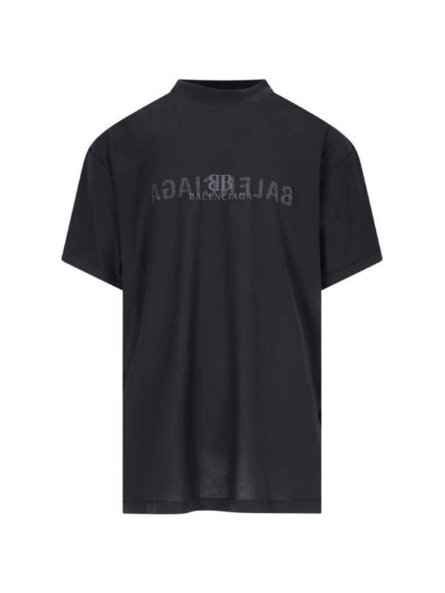 Luxury Balenciaga  Logo Print Short Sleeve T-Shirt Black
