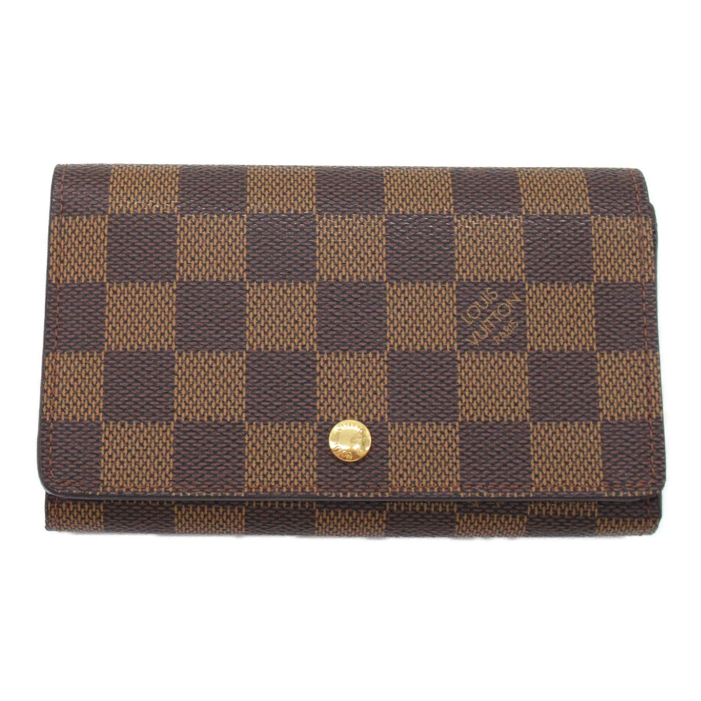 Louis Vuitton Porte Monetier Tresor Double Fold Wallet Wallet PVC Coated Canvas Damiet Mens  Brown N61730