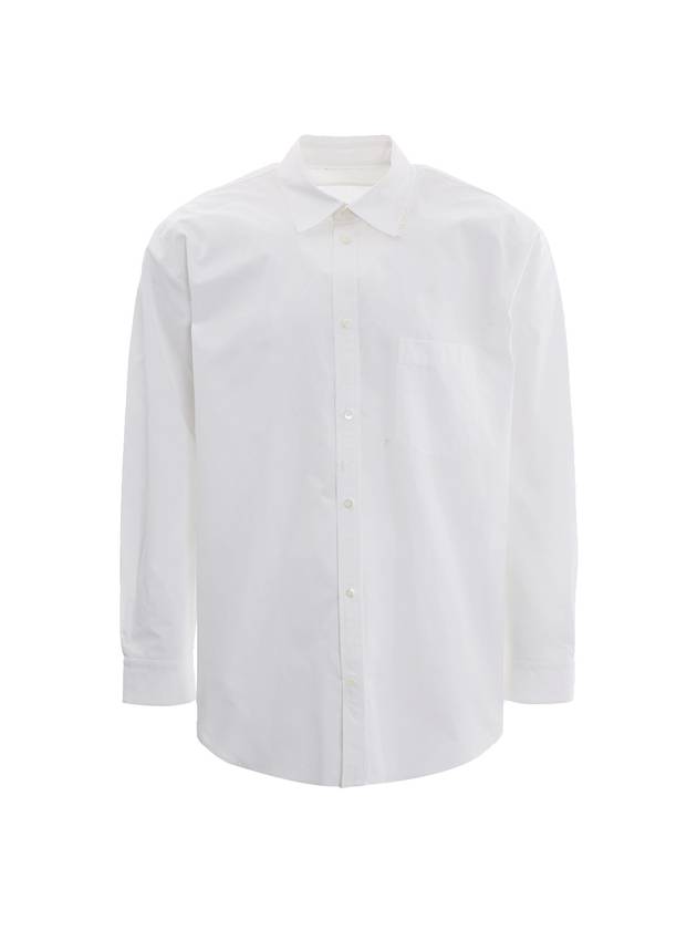 Luxury Balenciaga  Logo Pocket Long Sleeve Shirt White