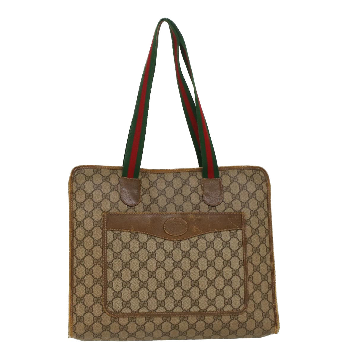 GUCCI GG Canvas Web Sherry Line Tote Bag Beige Red Green 89.02.997  ep1045