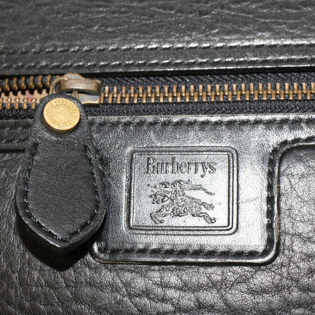 BURBERRYSs Clutch Bag Leather Black Auth ep1119