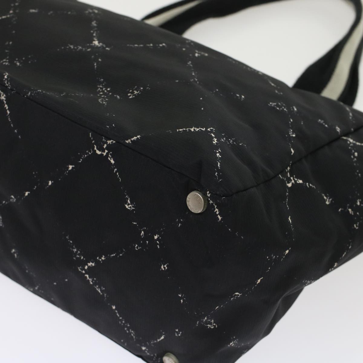 CHANEL Travel line Tote Bag Nylon Black CC Auth ep1132
