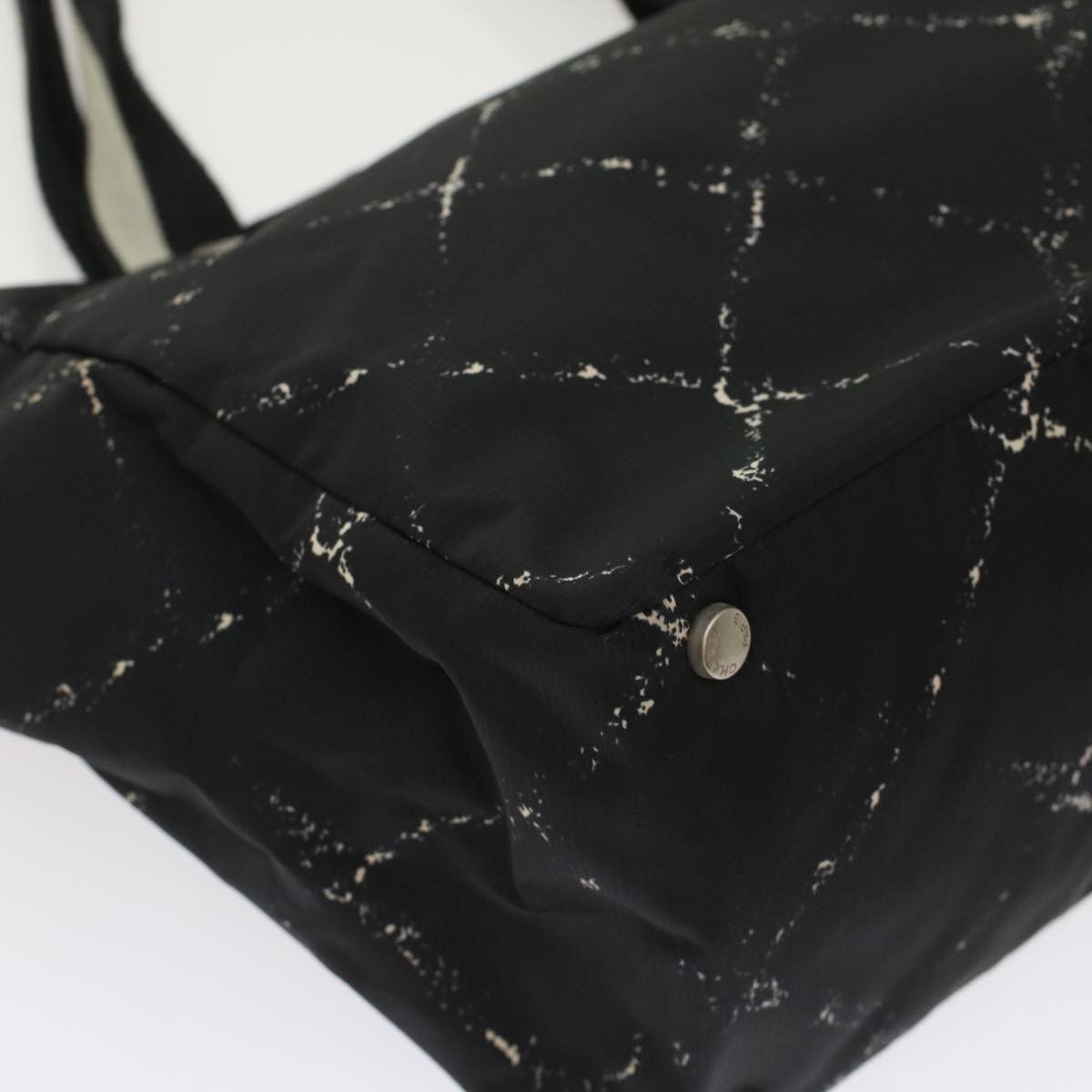 CHANEL Travel line Tote Bag Nylon Black CC Auth ep1132