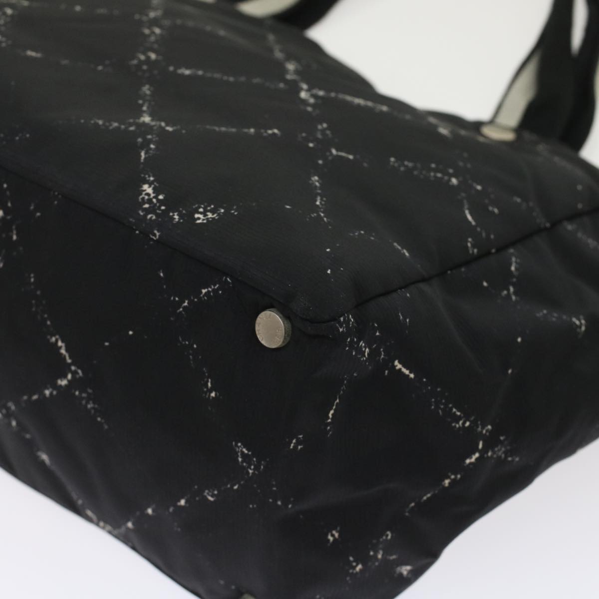 CHANEL Travel line Tote Bag Nylon Black CC Auth ep1132