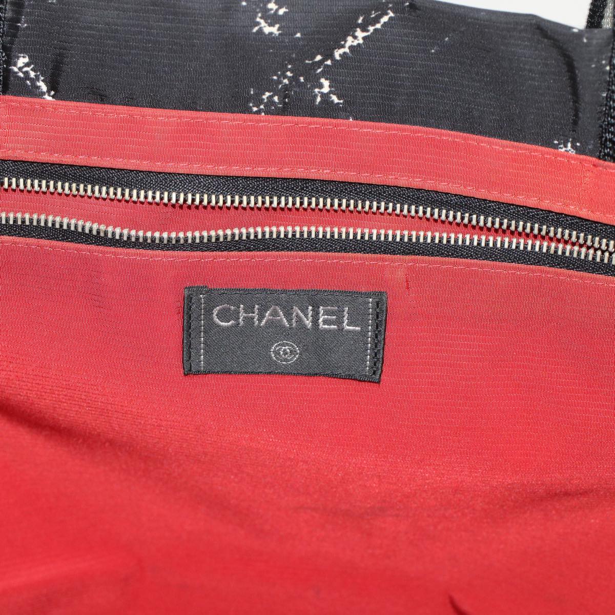 CHANEL Travel line Tote Bag Nylon Black CC Auth ep1132