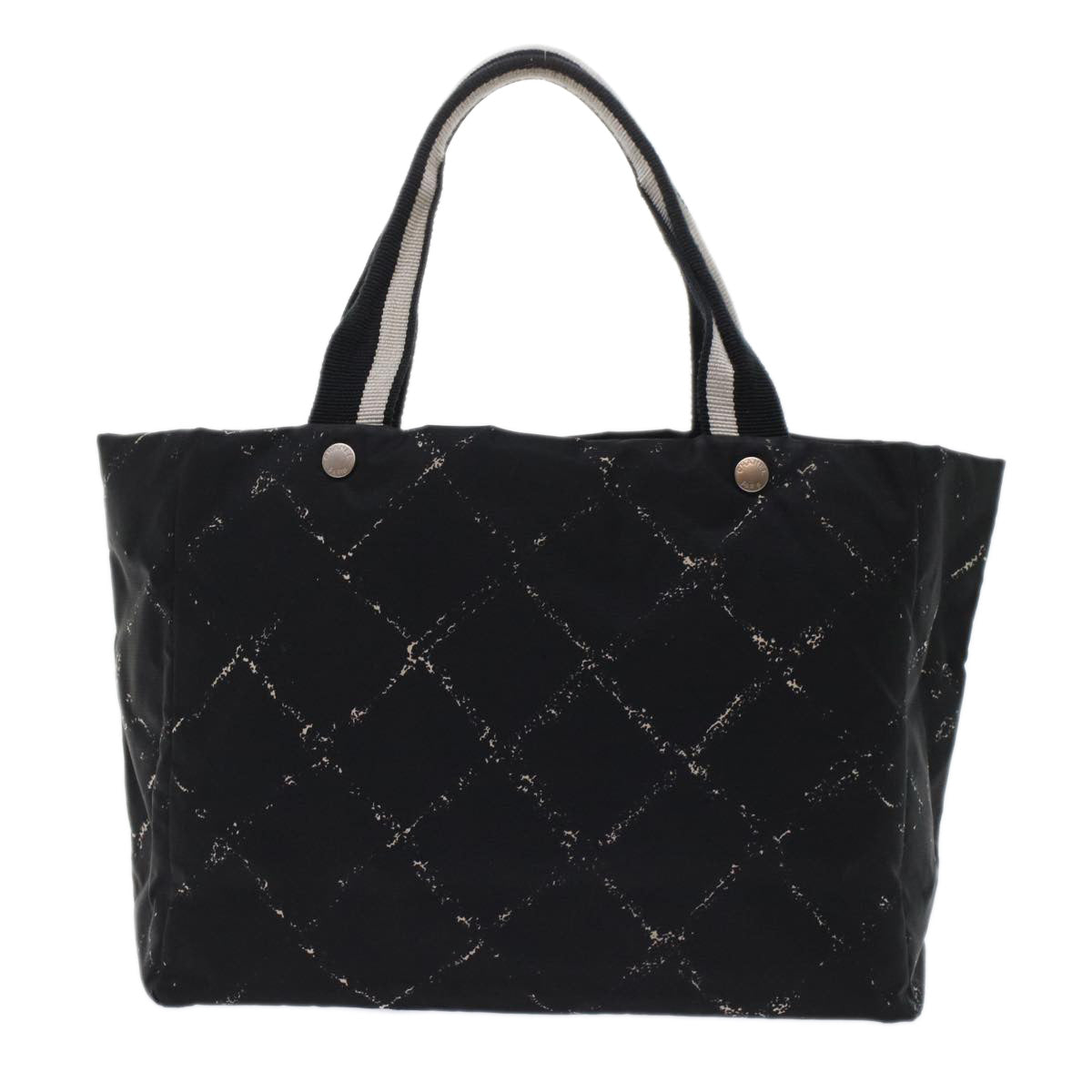 CHANEL Travel line Tote Bag Nylon Black CC Auth ep1132
