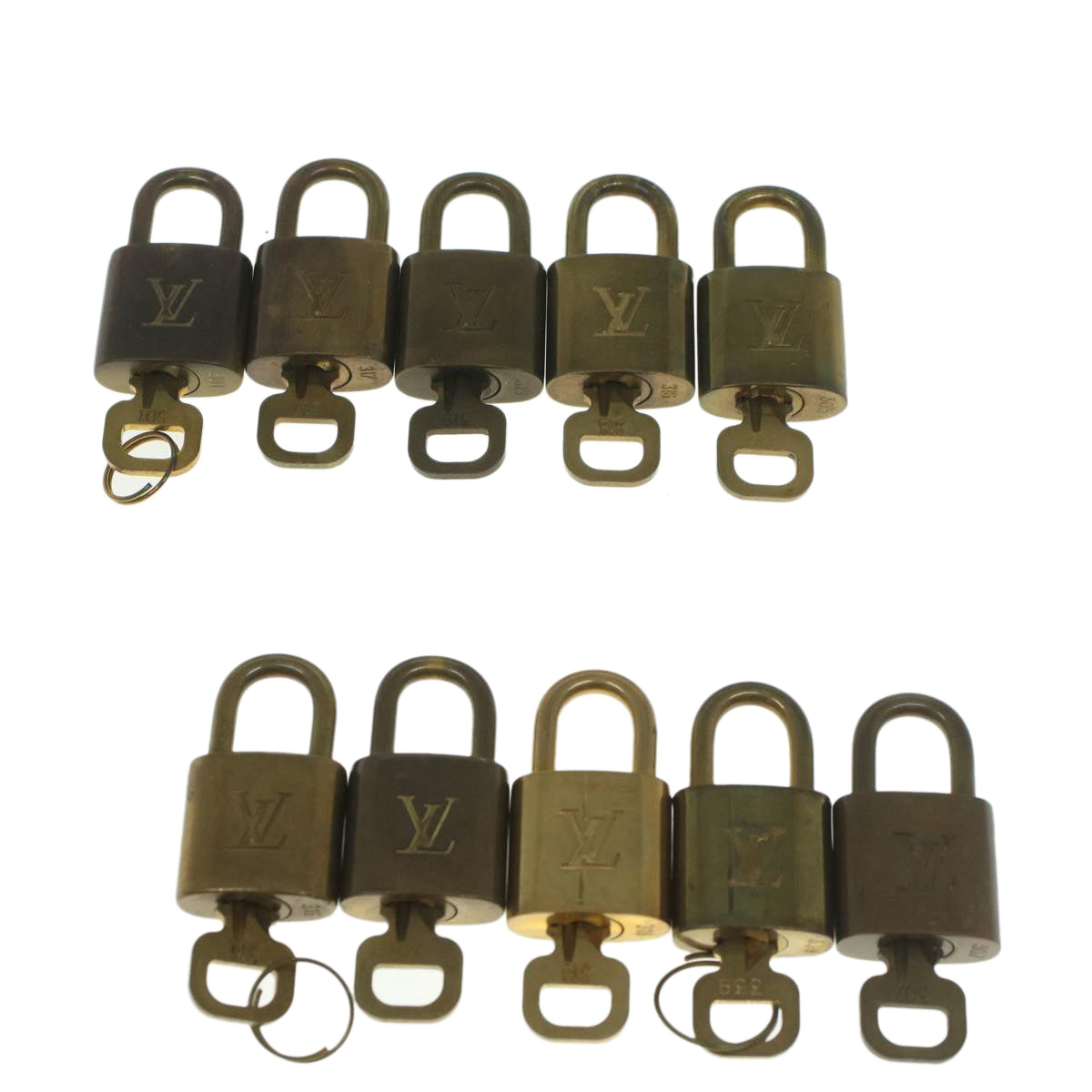 LOUIS VUITTON Padlock 10set Gold Tone LV Auth ep1997