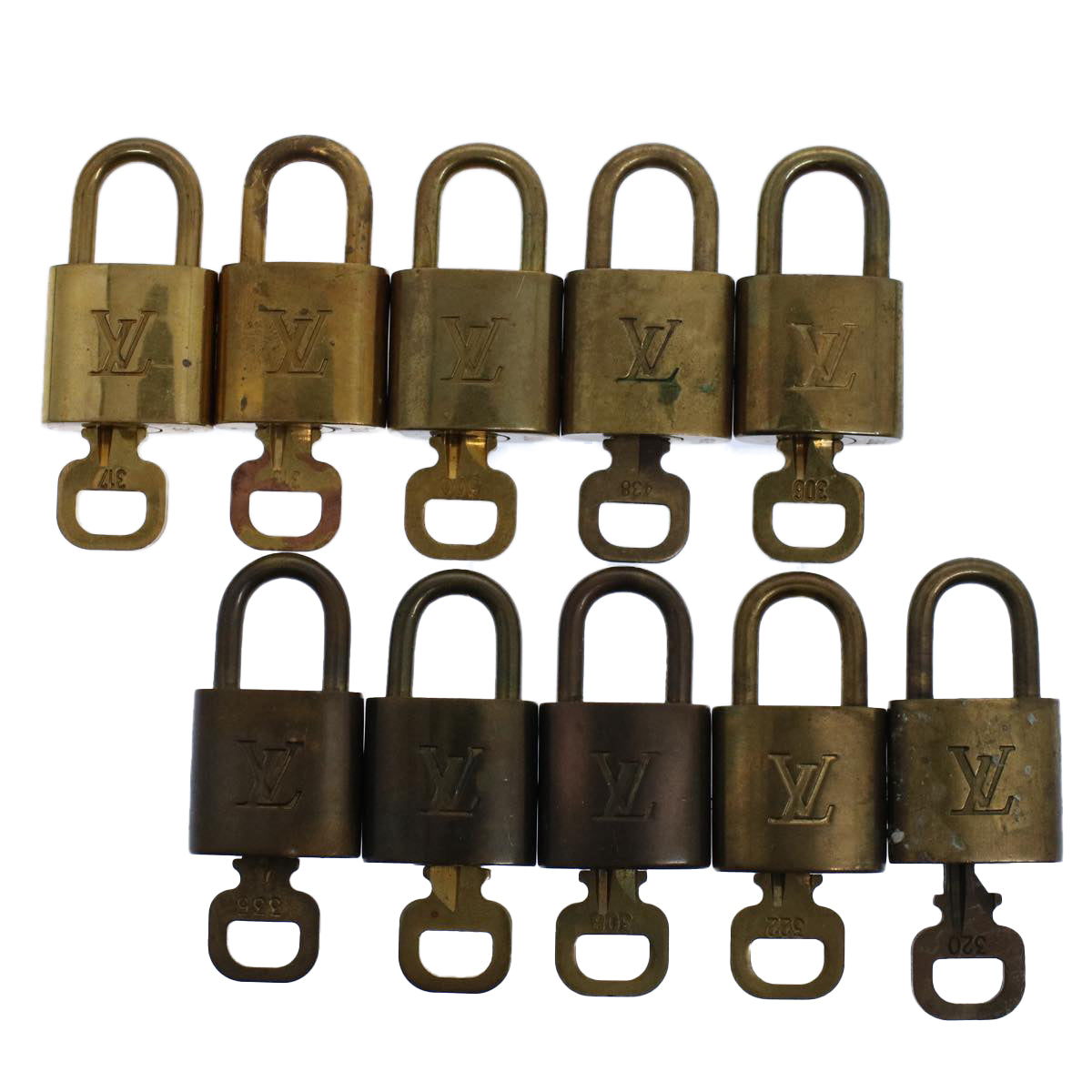 LOUIS VUITTON Padlock 10set Gold Tone LV Auth ep2000