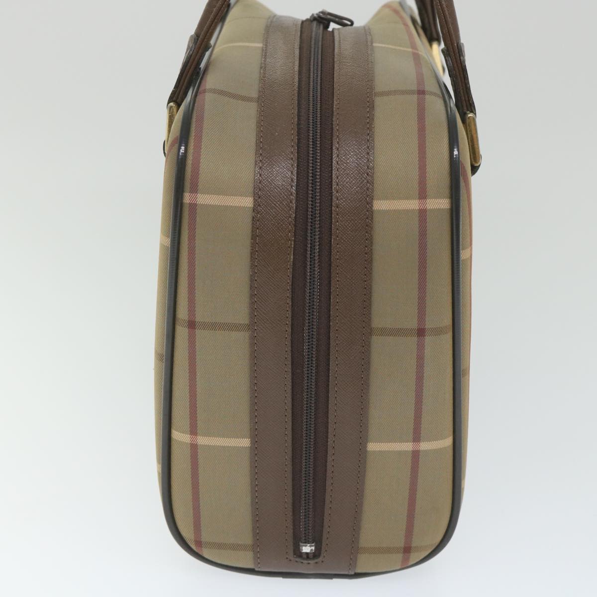 BURBERRYSs Nova Check Boston Bag Nylon Canvas Brown Auth ep2180