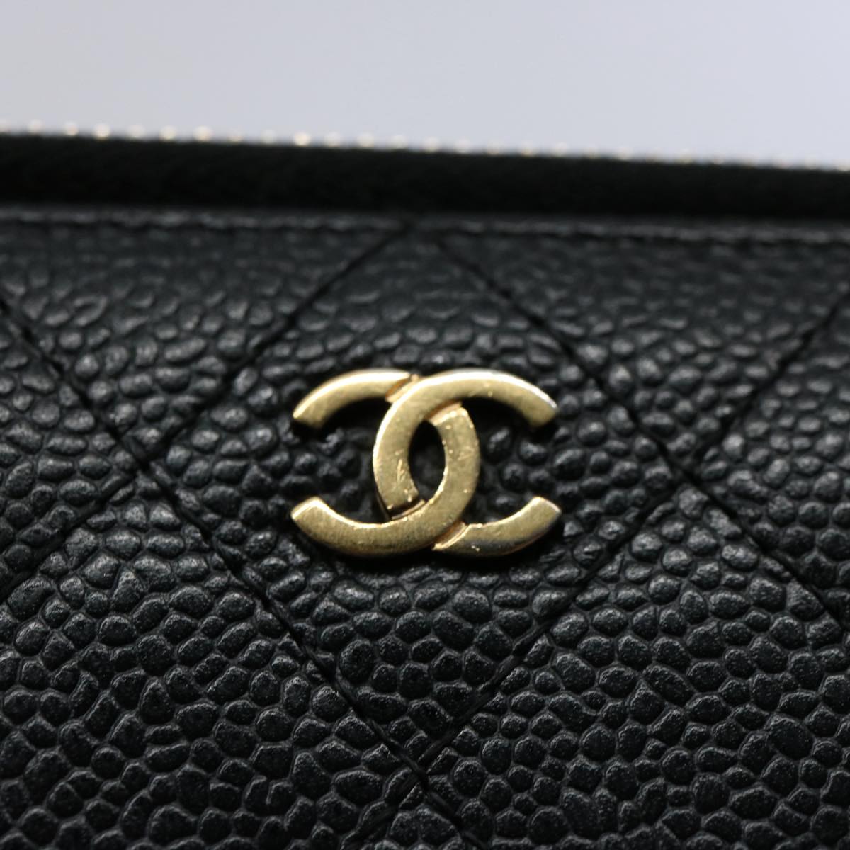 CHANEL Matelasse Long Wallet Caviar Skin Black CC Auth ep2517