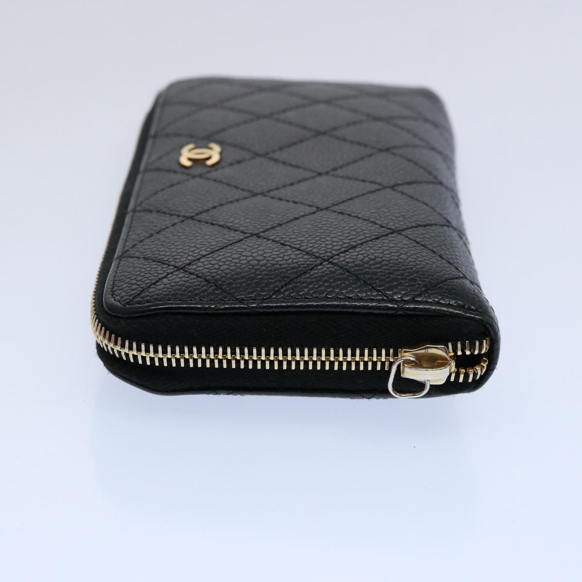 CHANEL Matelasse Long Wallet Caviar Skin Black CC Auth ep2517