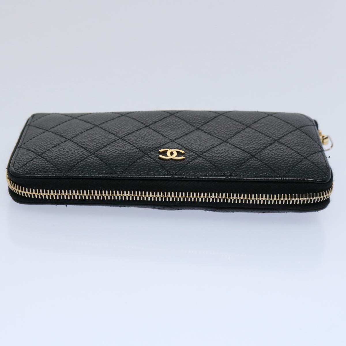 CHANEL Matelasse Long Wallet Caviar Skin Black CC Auth ep2517