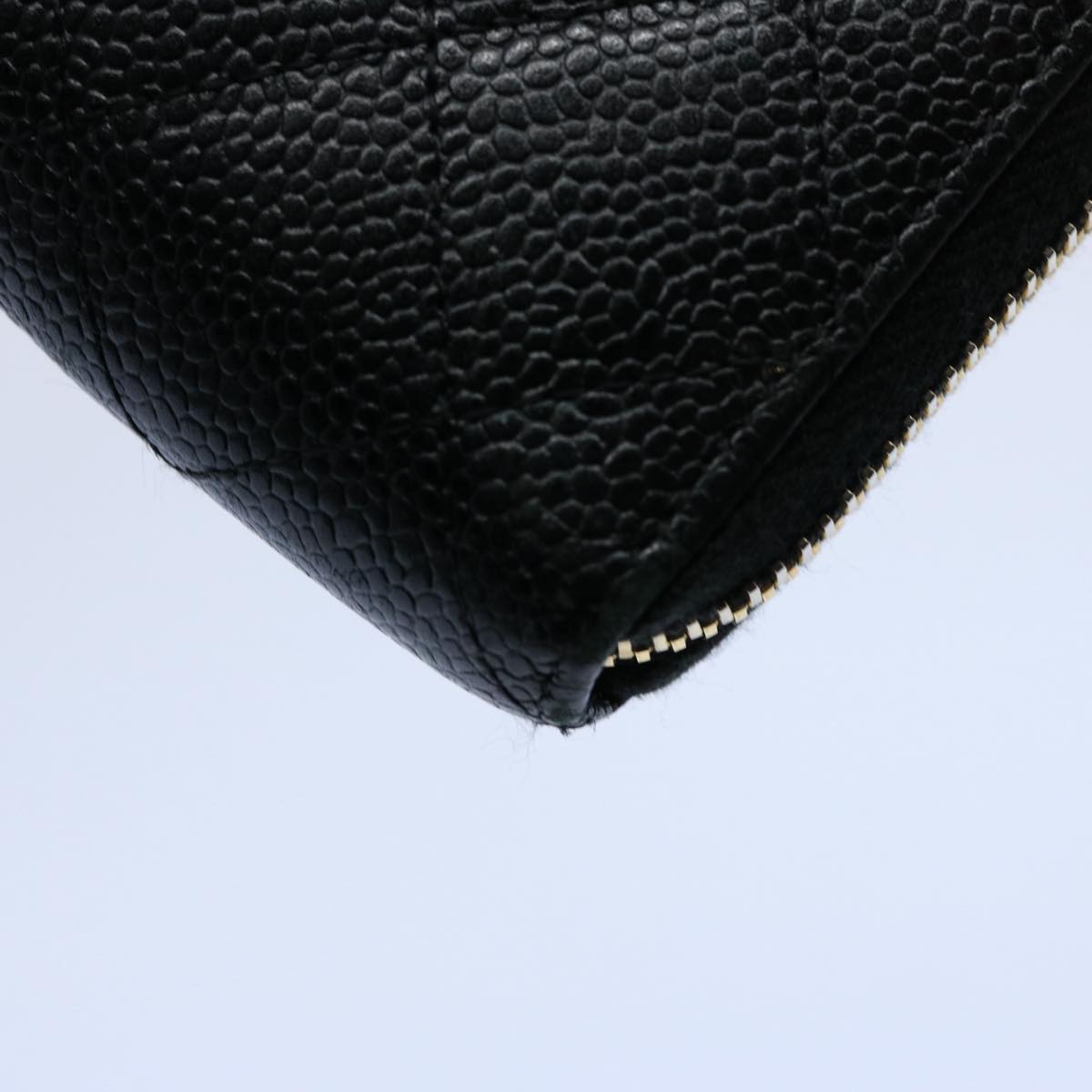 CHANEL Matelasse Long Wallet Caviar Skin Black CC Auth ep2517