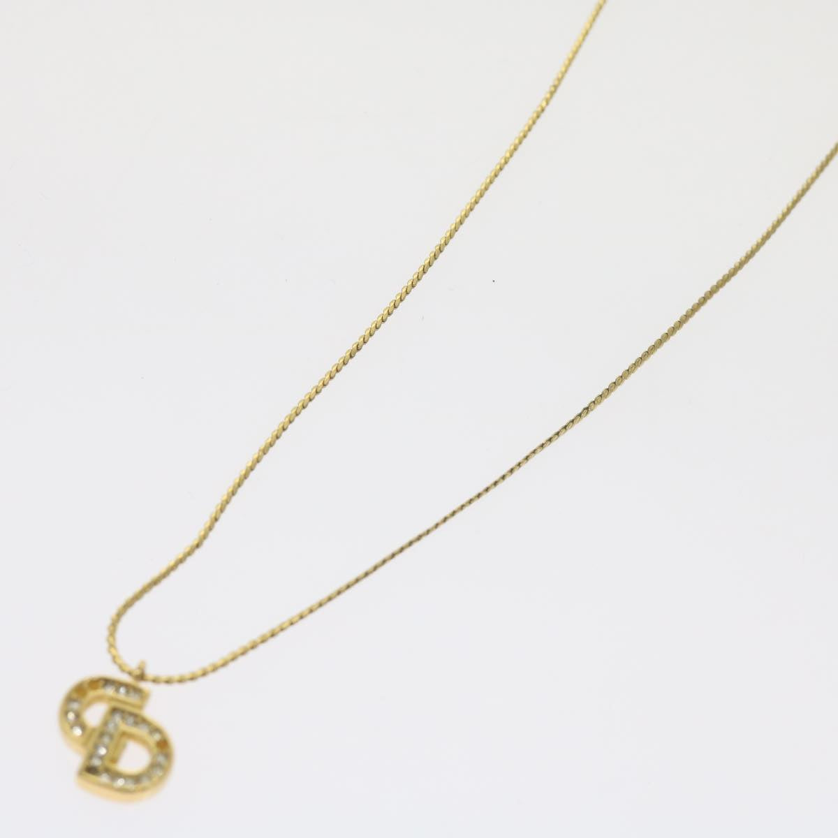 CHRISTIAN DIOR Necklace Gold Tone Auth ep2558