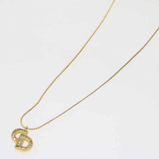 CHRISTIAN DIOR Necklace Gold Tone Auth ep2558