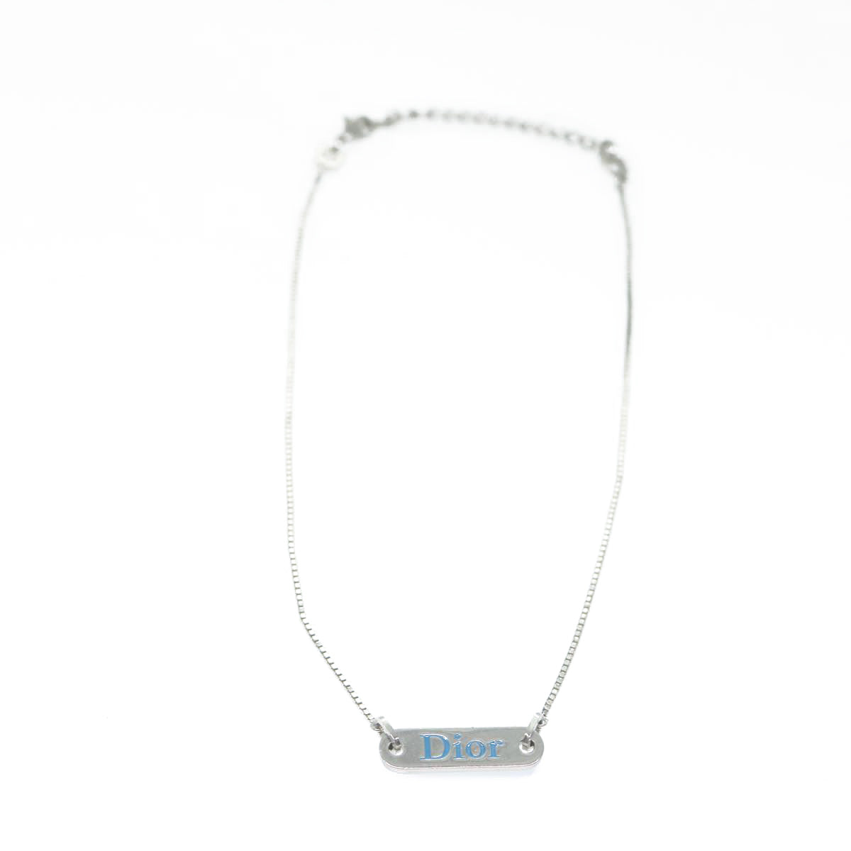 CHRISTIAN DIOR Necklace Silver Auth ep2562