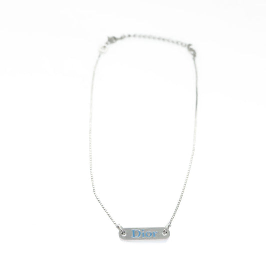 CHRISTIAN DIOR Necklace Silver Auth ep2562