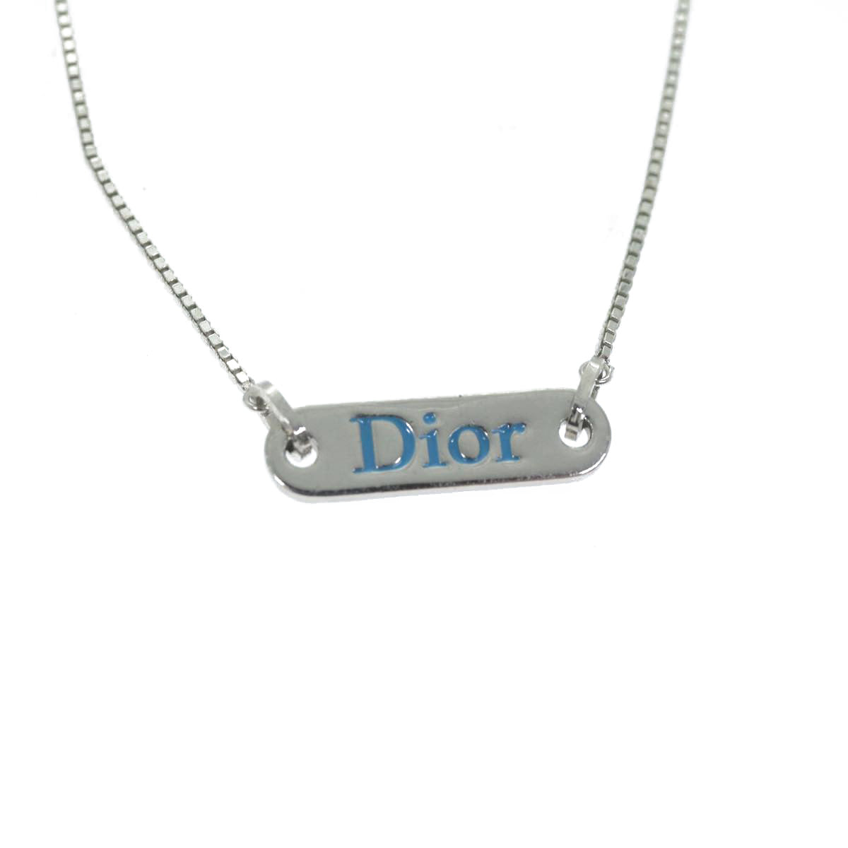 CHRISTIAN DIOR Necklace Silver Auth ep2562