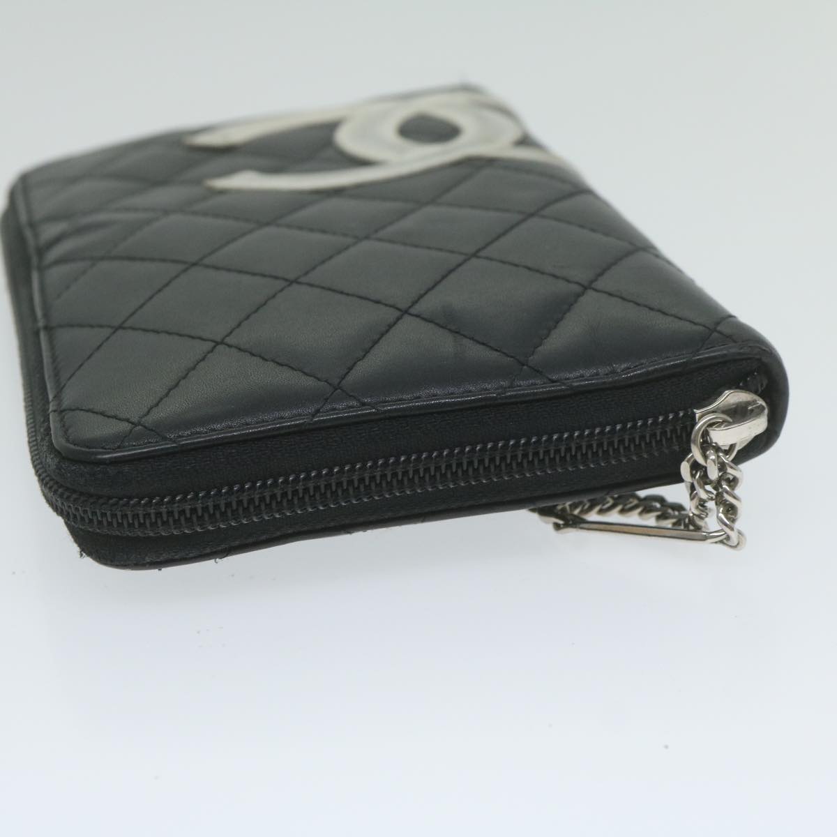 CHANEL Cambon Line Long Wallet Leather Black CC Auth ep2604