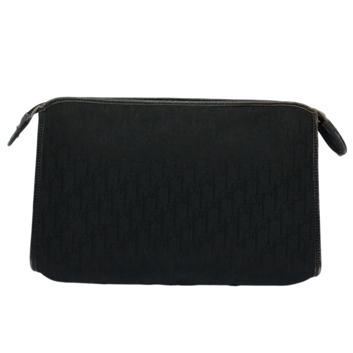 CHRISTIAN DIOR Trotter Canvas Clutch Bag Black Auth ep2846
